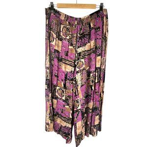 VTG Flowy, Festival, Boho Lightweight Rayon Skirt Pants, Women’s Large